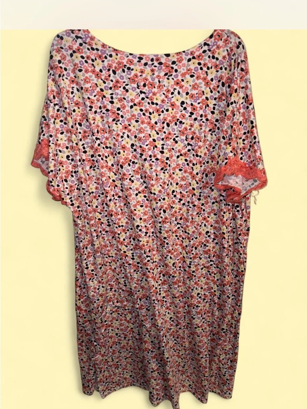 Secret Treasures Coral, Purple & Yellow Floral Sleepshirt